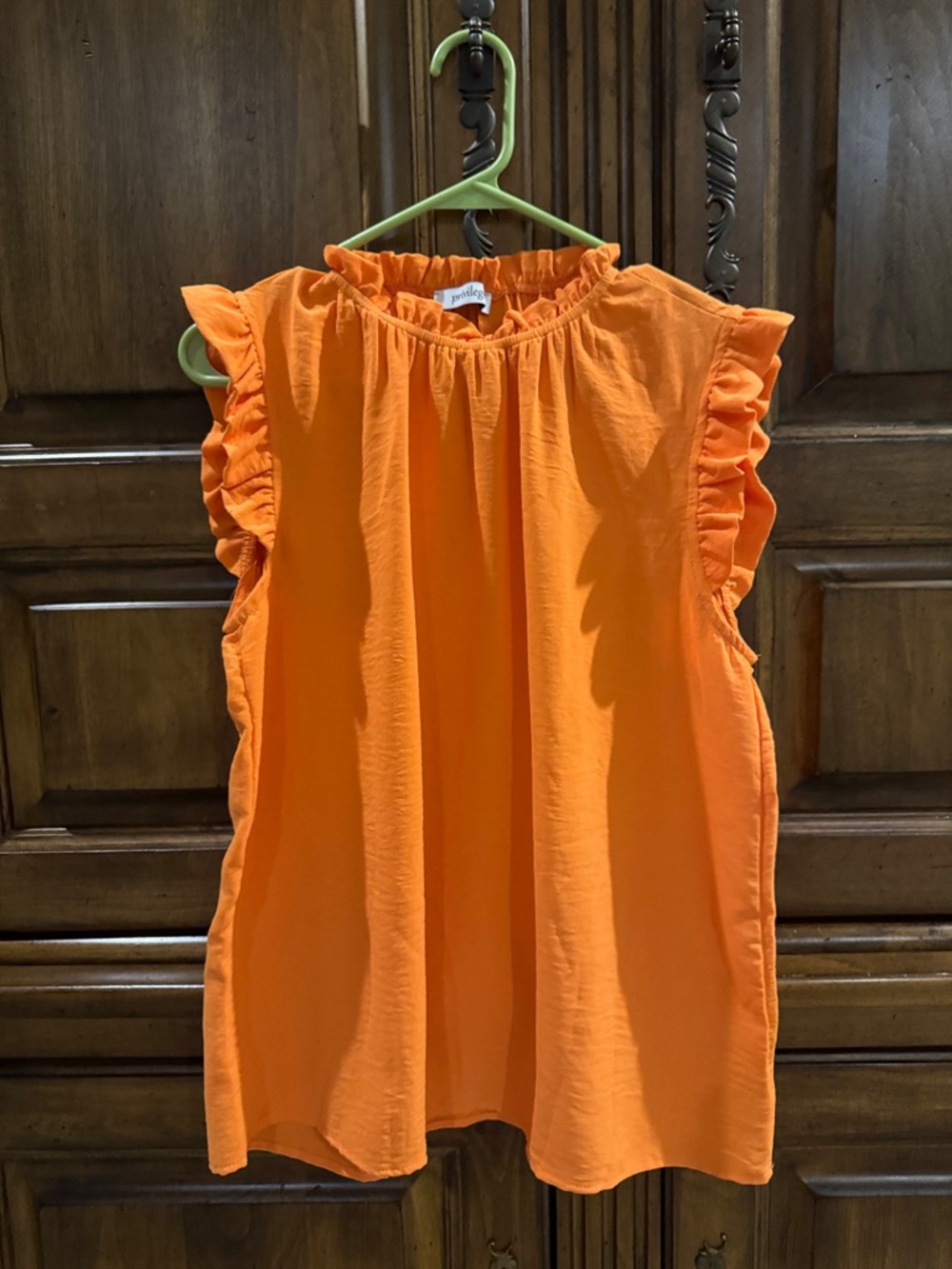 Bright Orange Ruffle Sleeve Blouse NWOT - Small